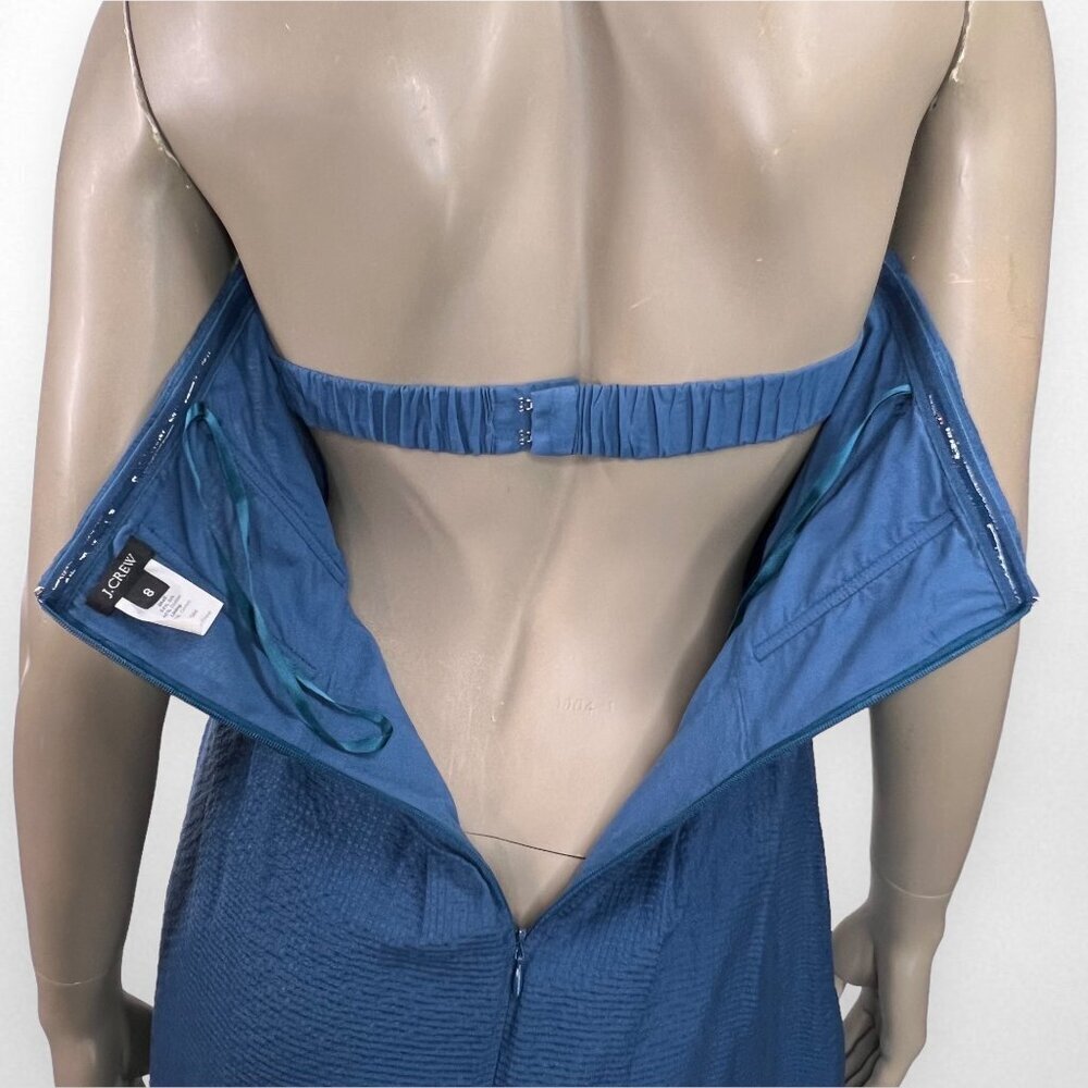 J. CREW Lorelei Beach Strapless Blue Dress in Embossed‎ Silk 8 - Picture 5 of 9
